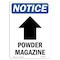 Signmission OSHA Notice, 5" Height, Powder Magazine Up Arrow Sign With Symbol, 5" X 3.5", Portrait OS-NS-D-35-V-17743 - alternate 1